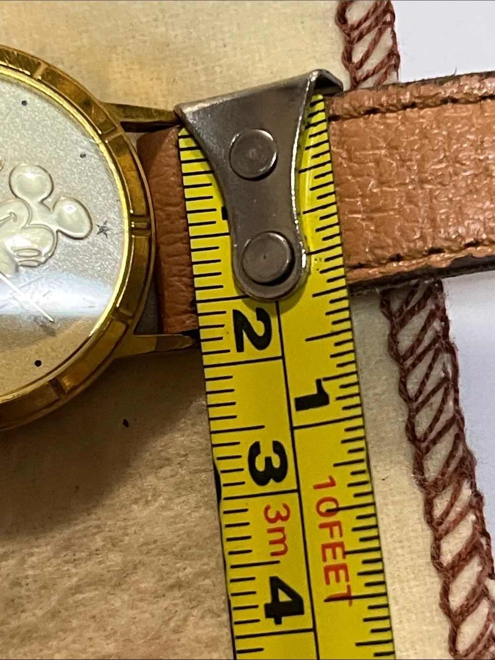 Lorus Disney Women's Gold-Tone Mickey Mouse Quartz Watch with Brown Strap